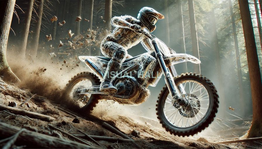 Motorcycle Digital Art Design Motorcycle Digital Art Design: dirt bike charges through rough terrain